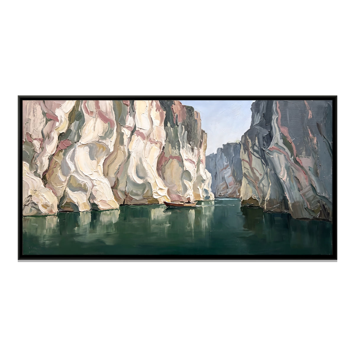 Marble Rocks at Bhedaghat - framed canvas print, front view