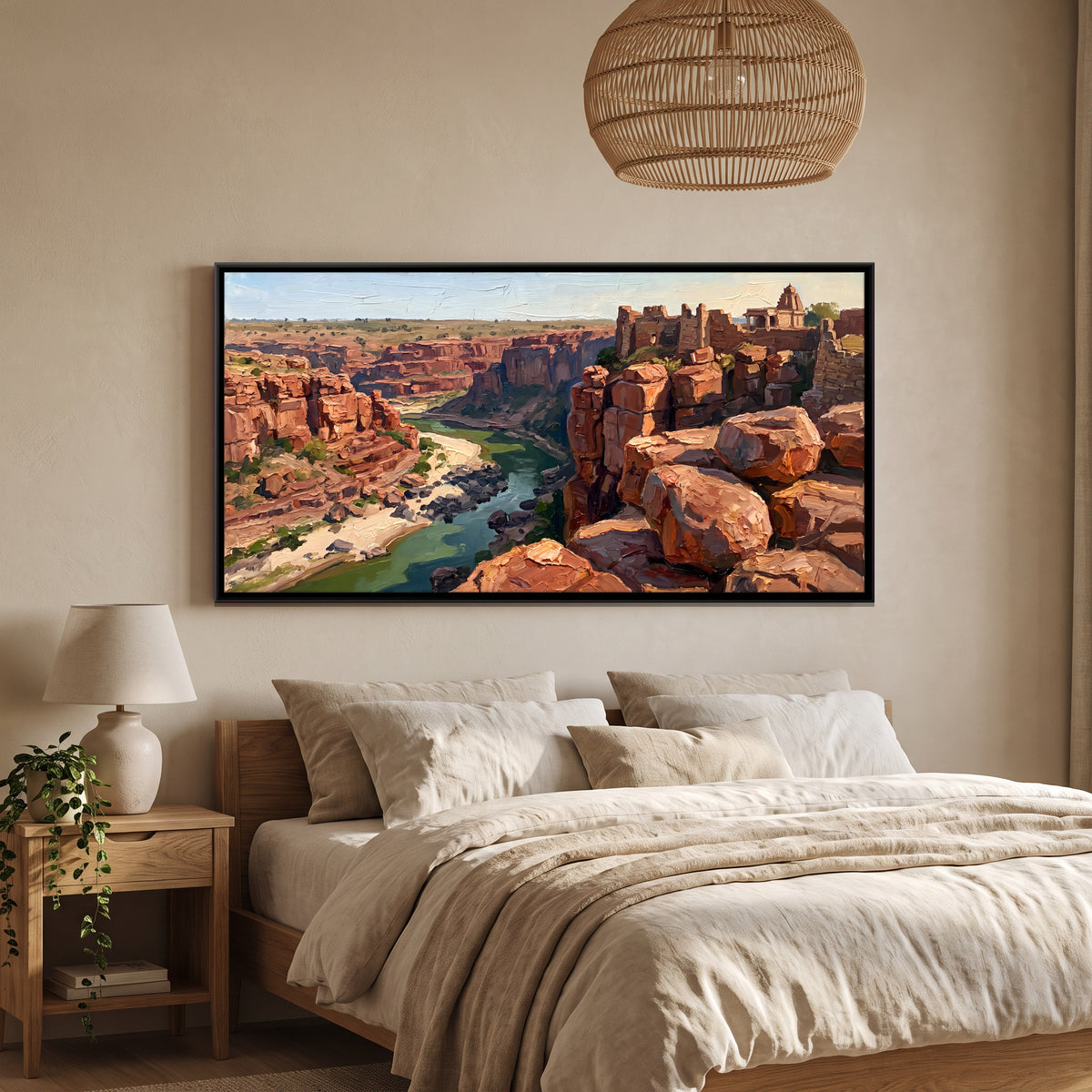 Fort Above the River Gorge - canvas art shown in a second room setting
