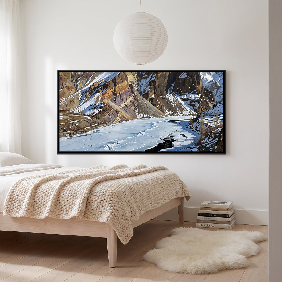 Frozen River in Ladakh - canvas art shown in a second room setting