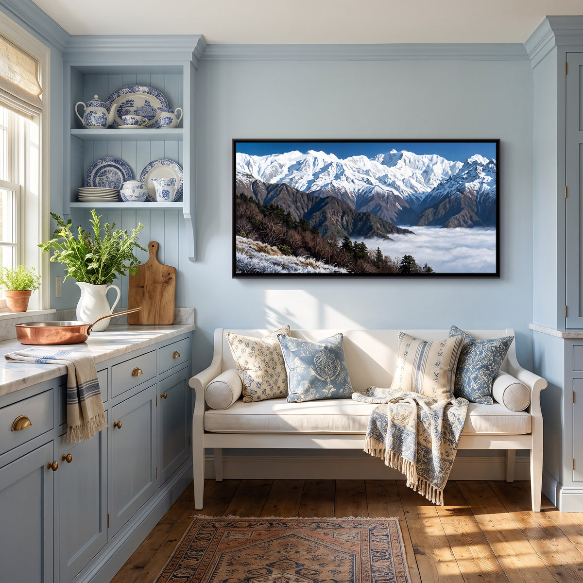 Kanchenjunga Above a Sea of Cloud - canvas art shown in a second room setting