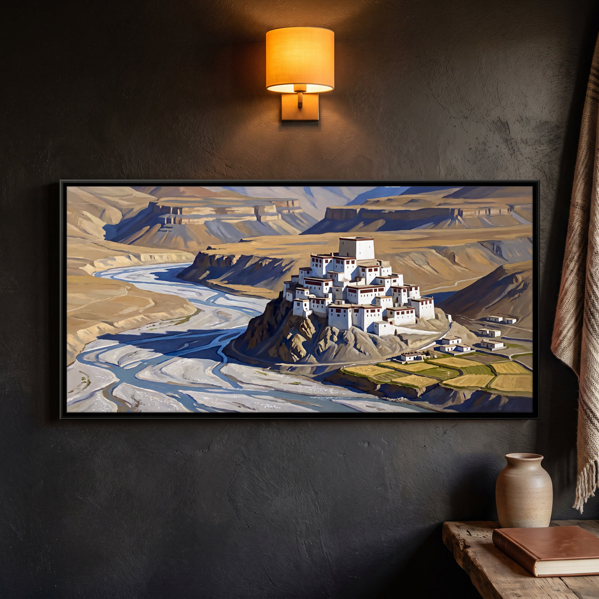 Key Monastery in Spiti - framed canvas art hung on a wall