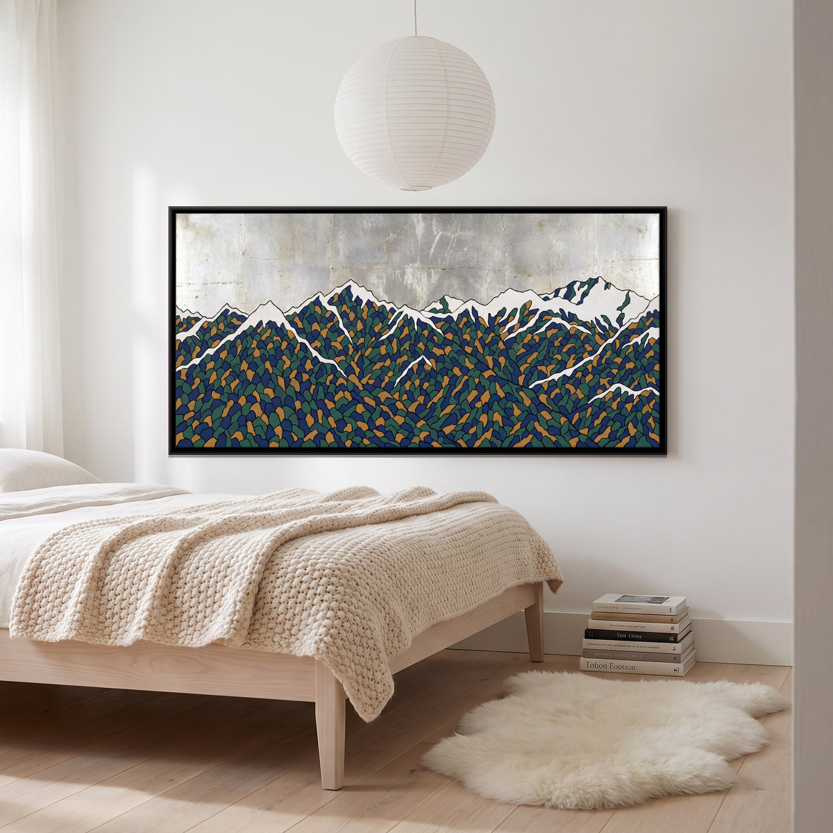 Mosaic Mountain Range - canvas art shown in a second room setting
