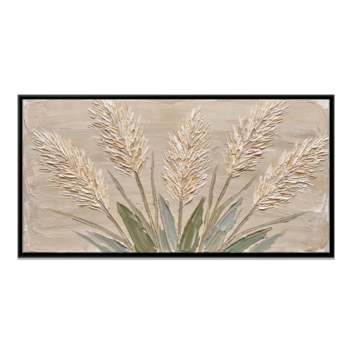 Pampas Grass Plumes - framed canvas print, front view