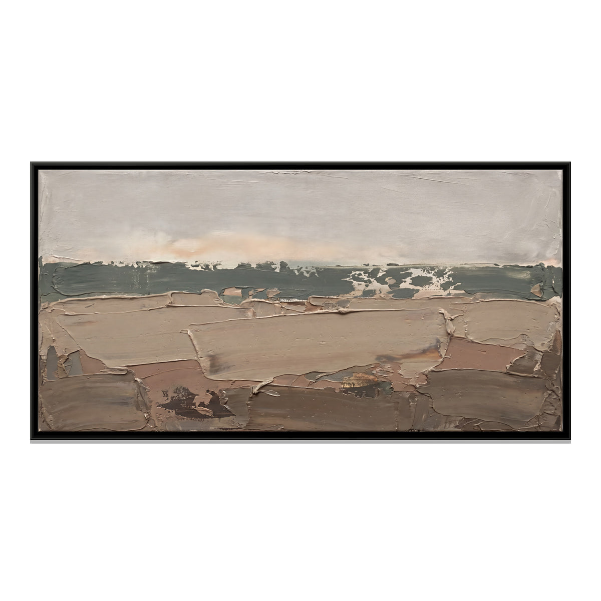 Fields Below a Distant Treeline - framed canvas print, front view