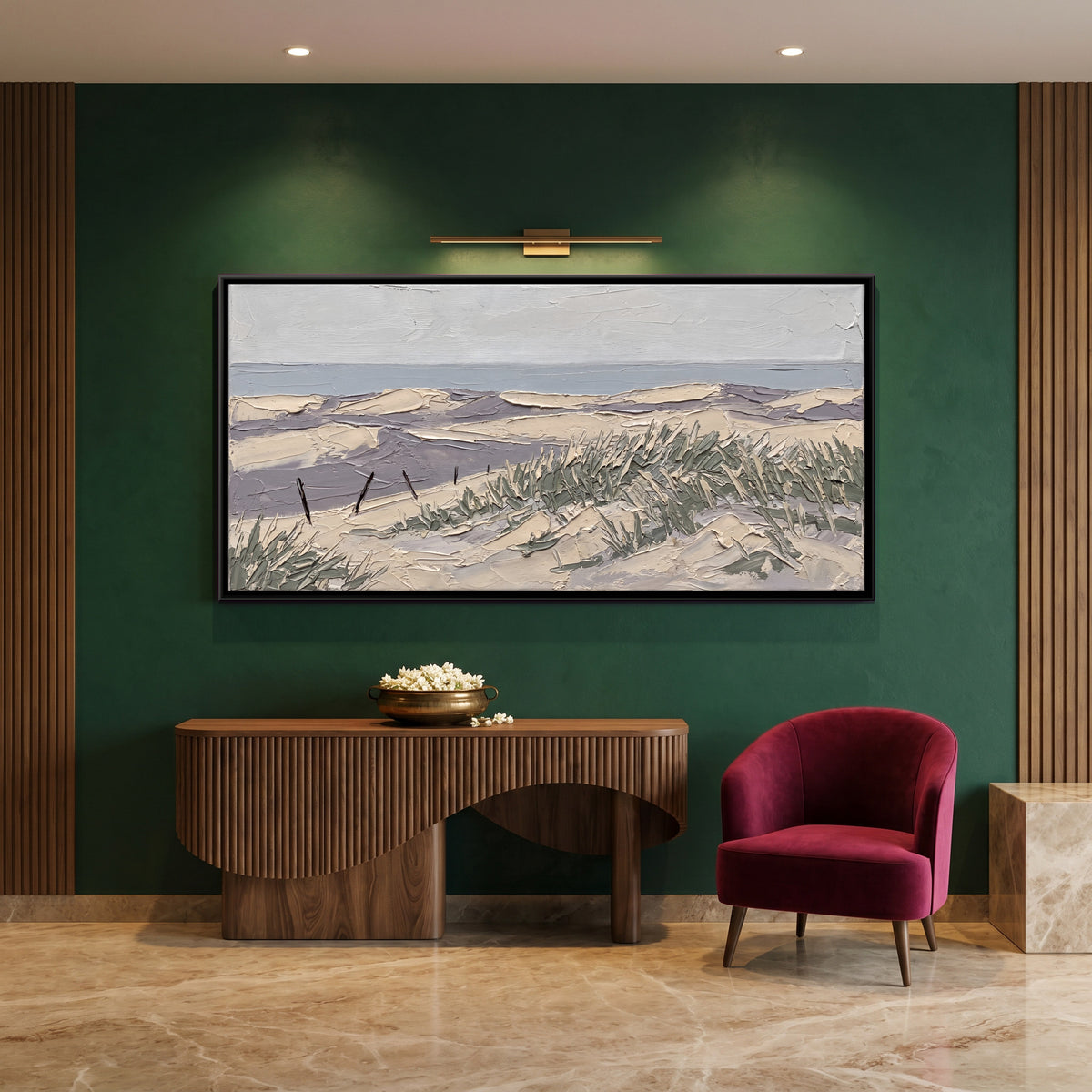 Dune Grass by the Sea - canvas art shown in a styled room