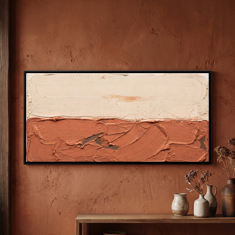 Terracotta Horizon - framed canvas art hung on a wall