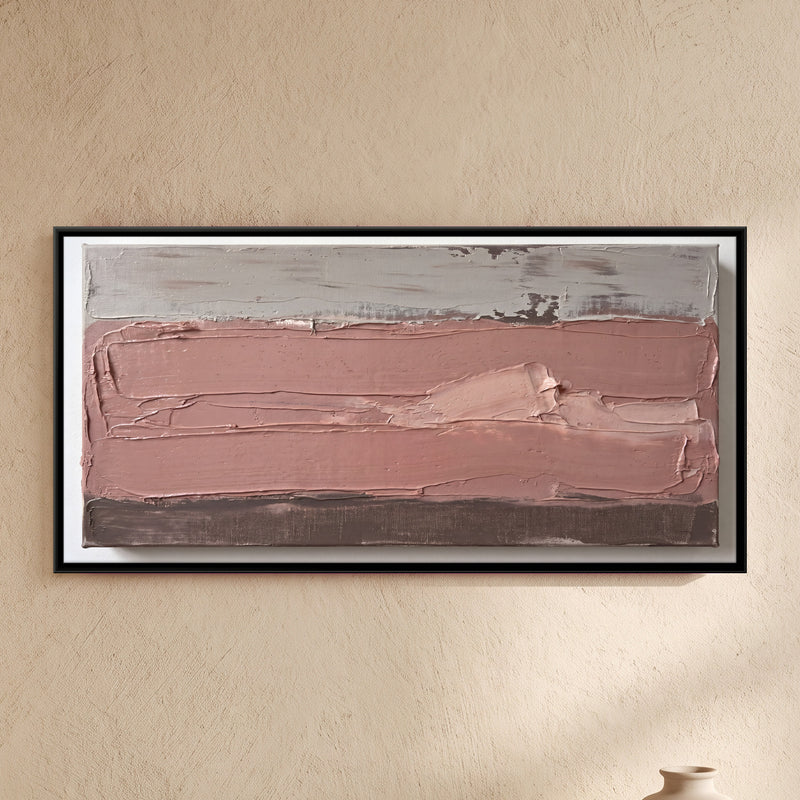 Dusty Rose Horizon - framed canvas art hung on a wall