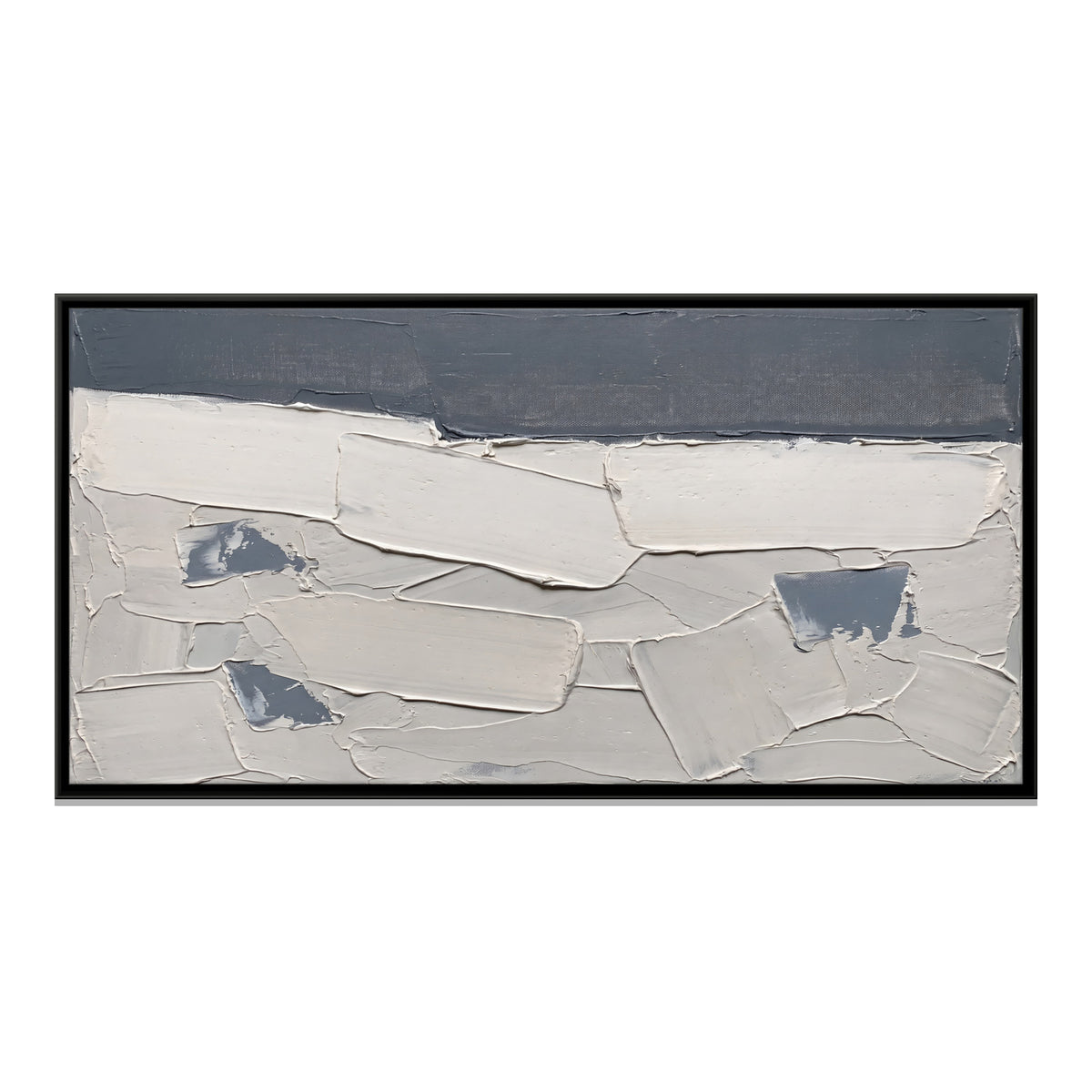 Slate and White Horizon - framed canvas print, front view