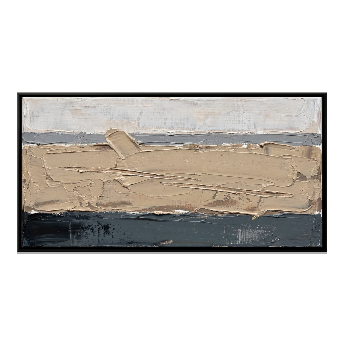 Sand and Teal Horizon - framed canvas print, front view