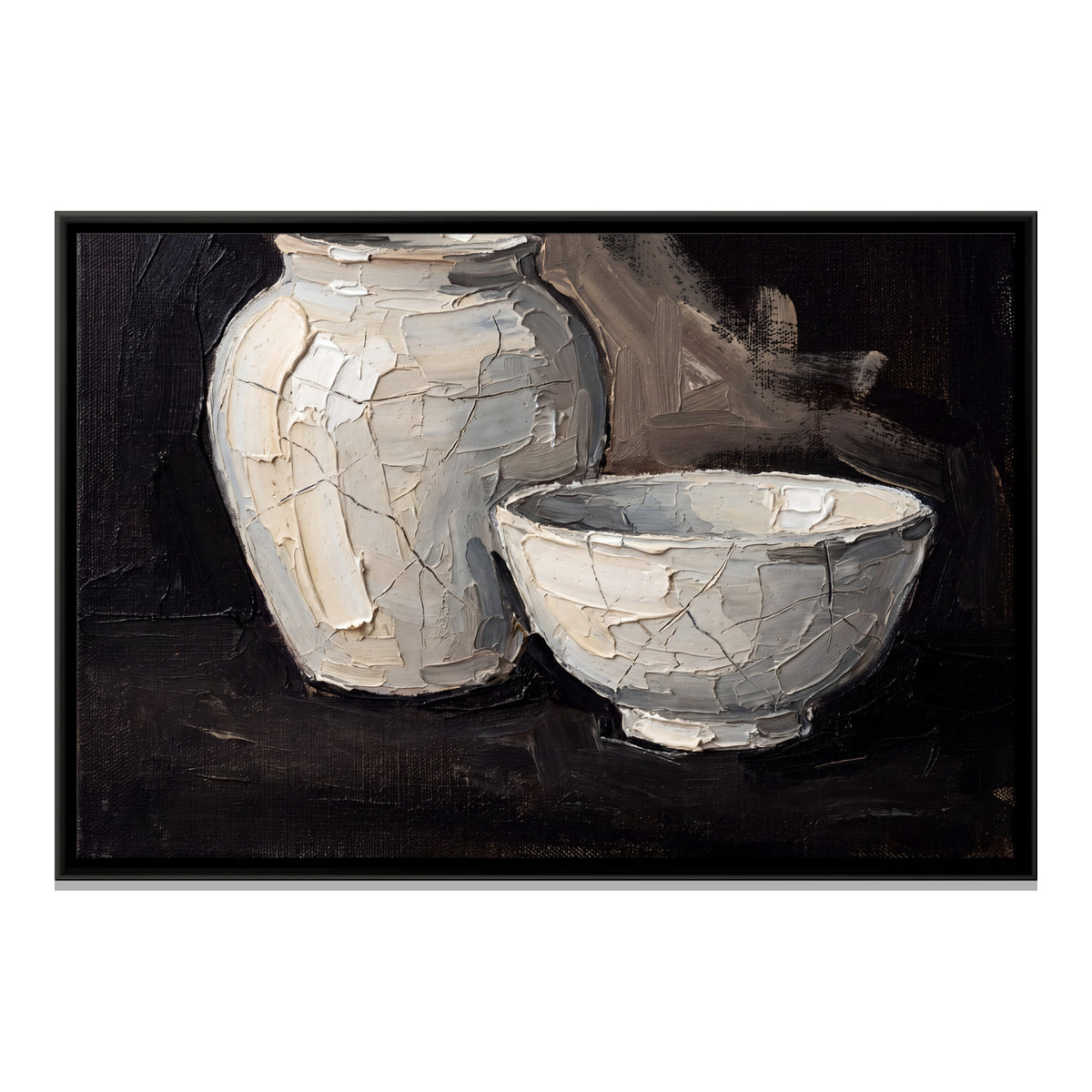 Ceramic Jar and Bowls - framed canvas print, front view