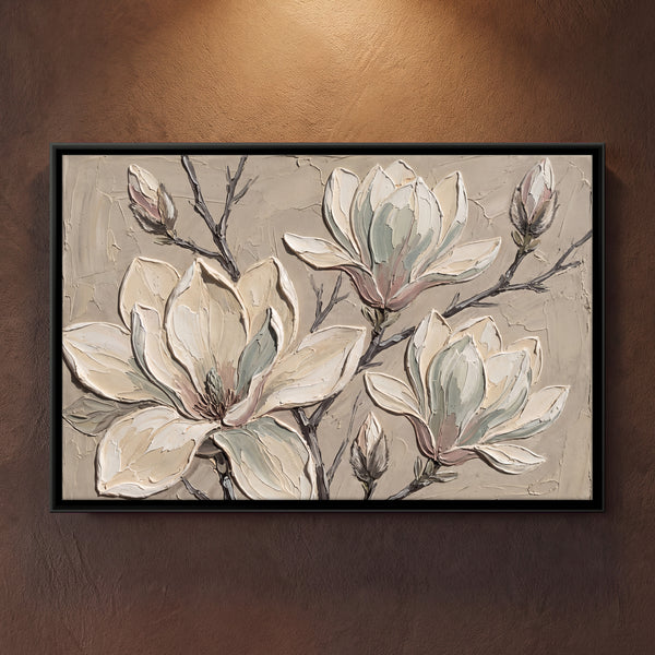 White Magnolia Blossoms on Branches