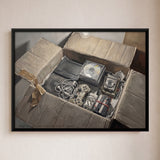 Cardboard Box Filled with Old Electronics in Umber