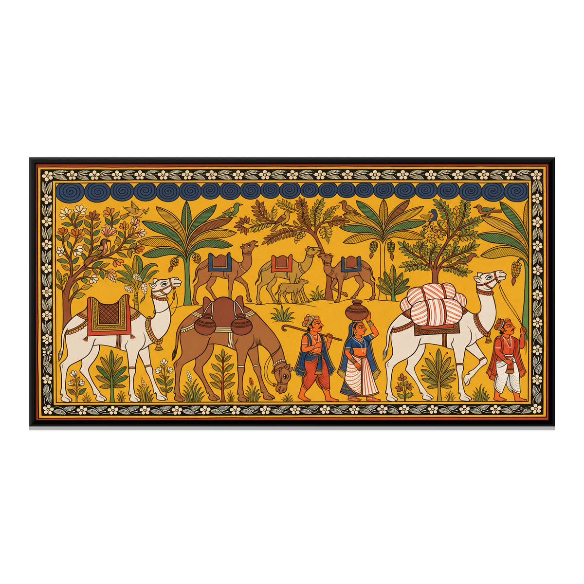Camel Caravan - framed canvas print, front view