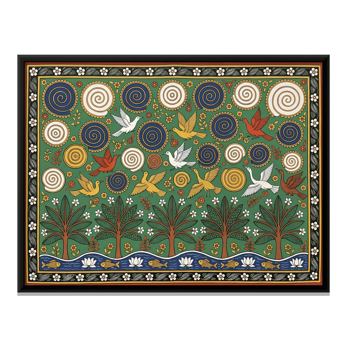 Birds Among the Clouds - framed canvas print, front view