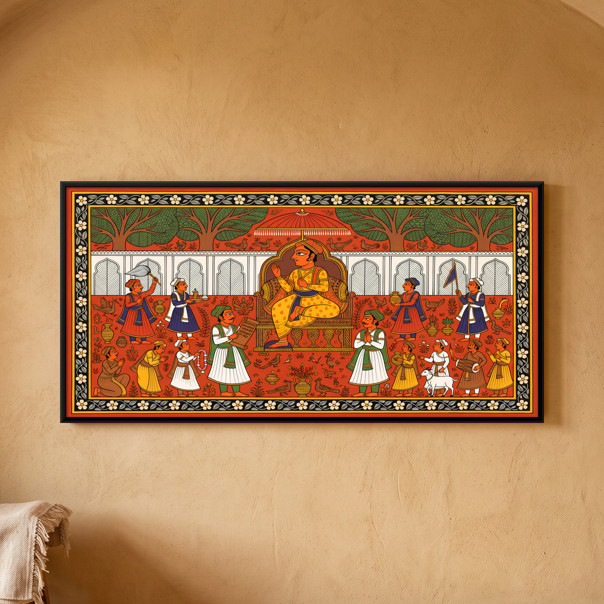 Royal Court Scene - framed canvas art hung on a wall