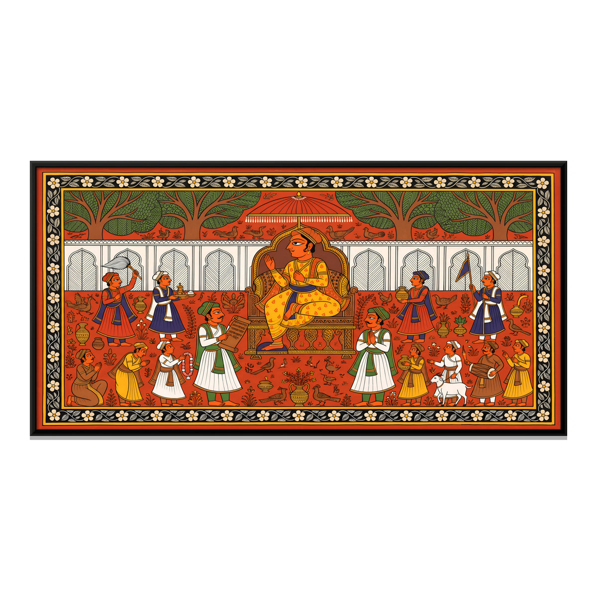 Royal Court Scene - framed canvas print, front view