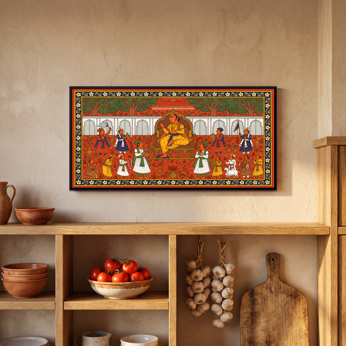 Royal Court Scene - canvas art shown in a styled room