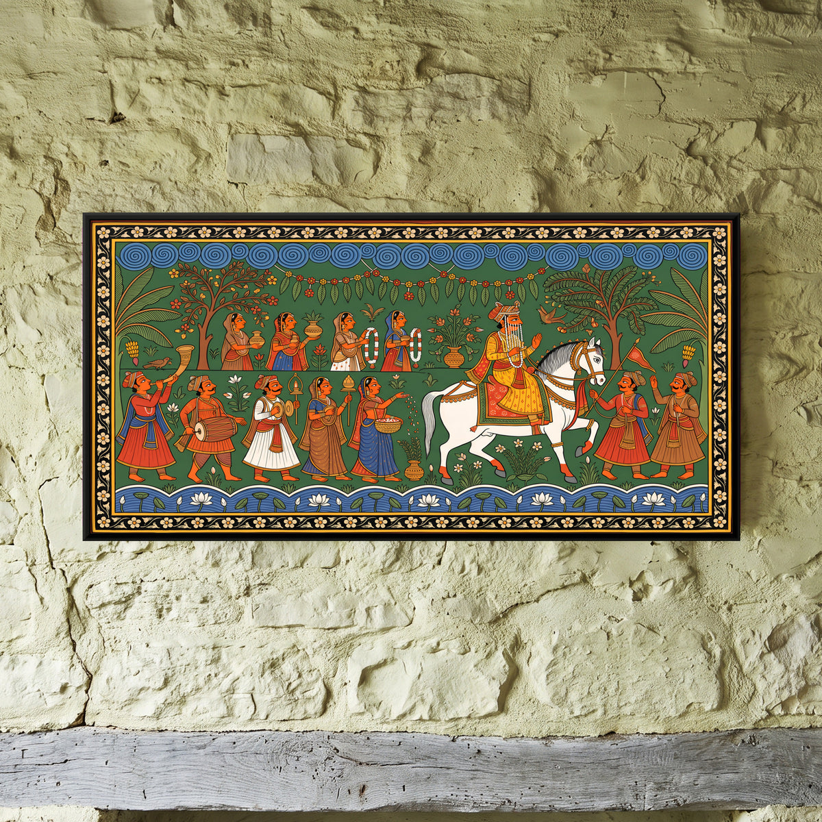 Wedding Procession - framed canvas art hung on a wall