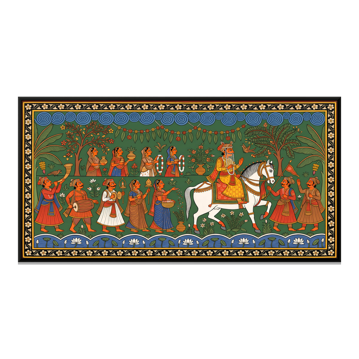 Wedding Procession - framed canvas print, front view