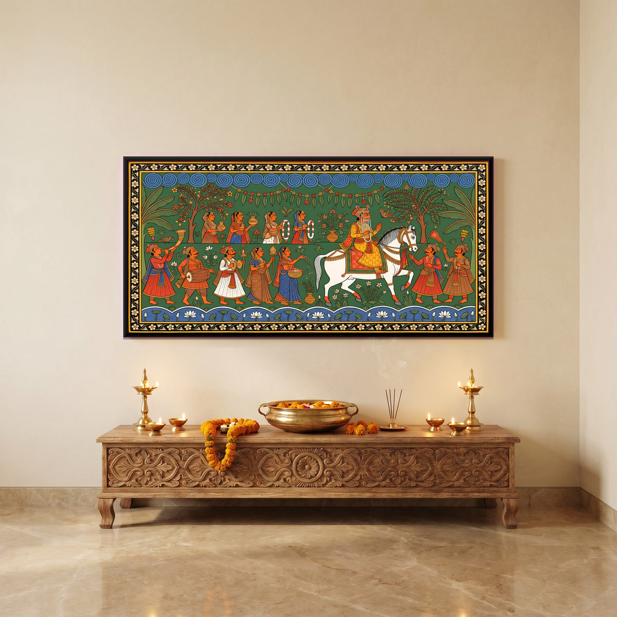 Wedding Procession - canvas art shown in a styled room
