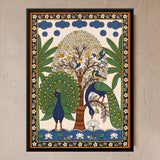 Peacocks by a Flowering Tree
