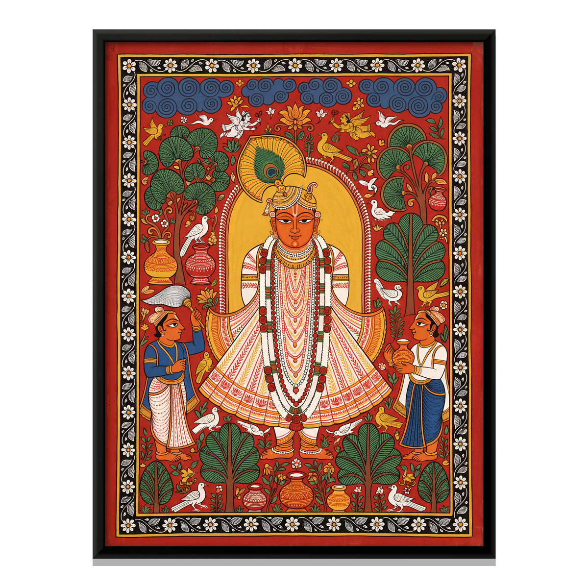 Shrinathji Darshan - framed canvas print, front view