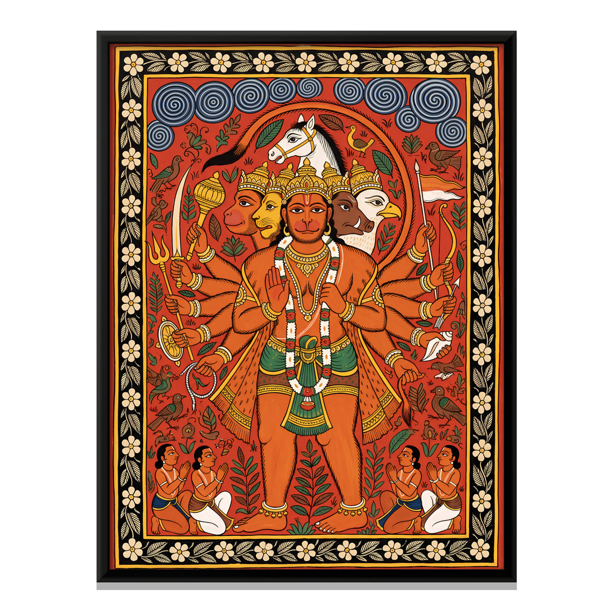 Panchmukhi Hanuman - framed canvas print, front view