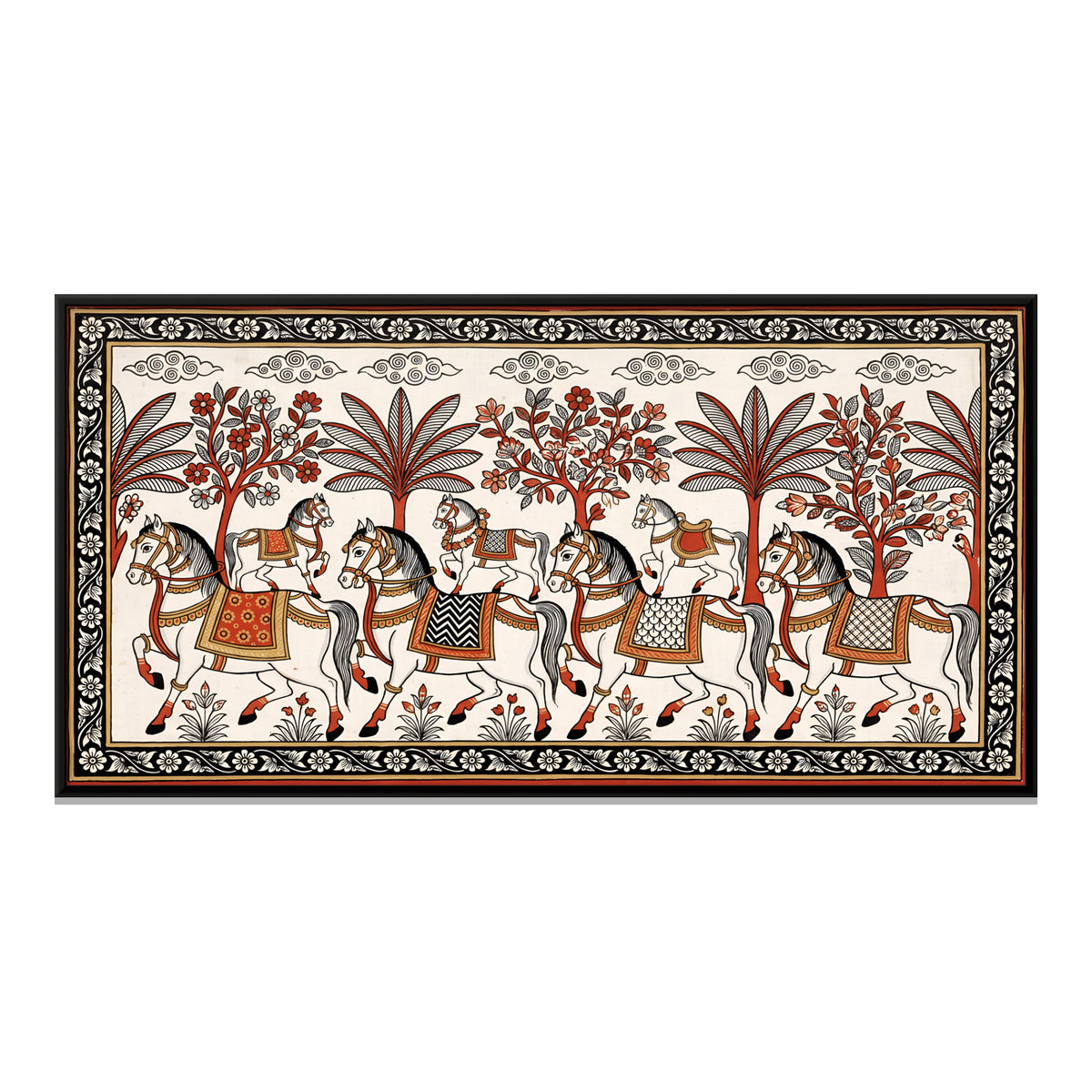 Seven Horses - framed canvas print, front view
