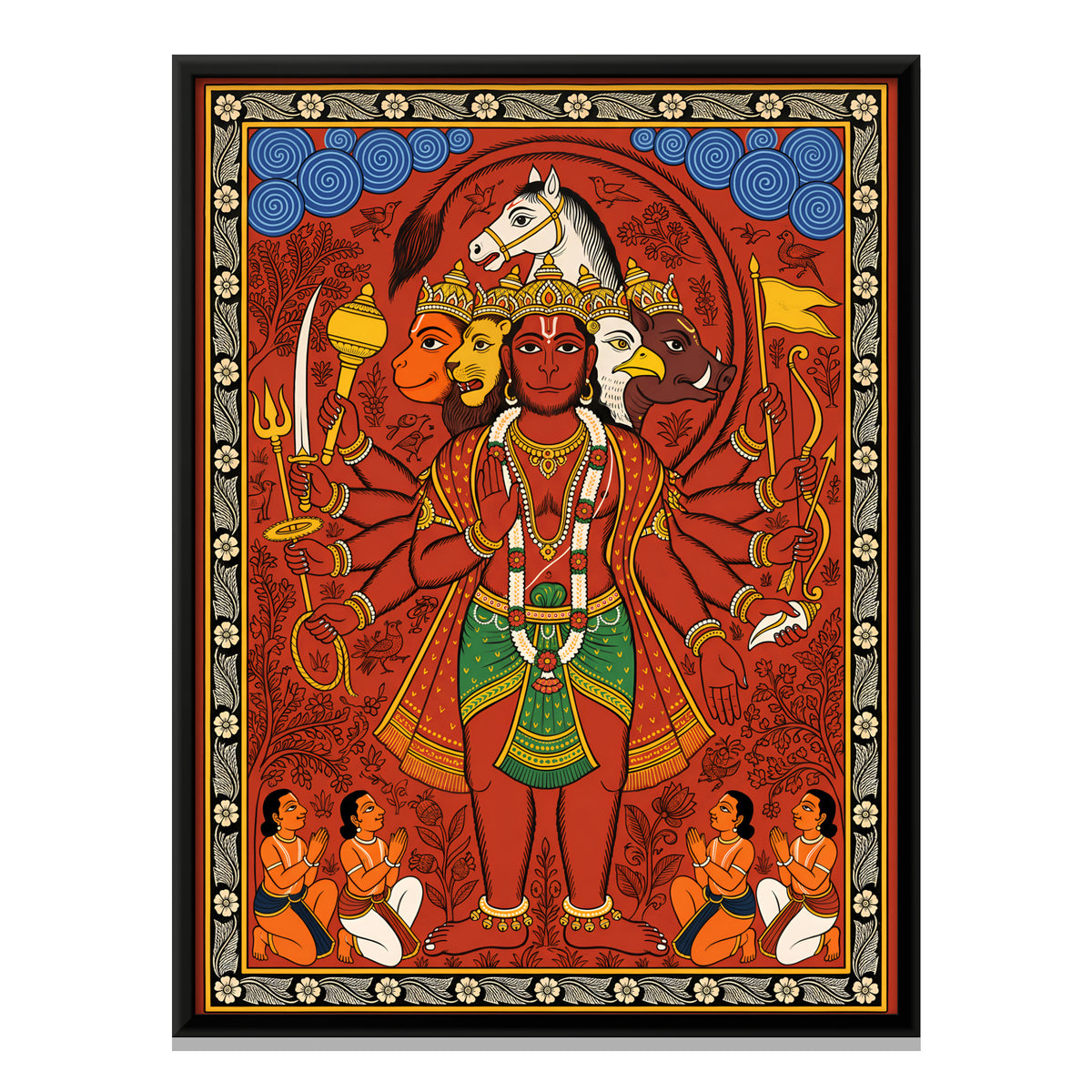 Panchamukhi Hanuman - framed canvas print, front view