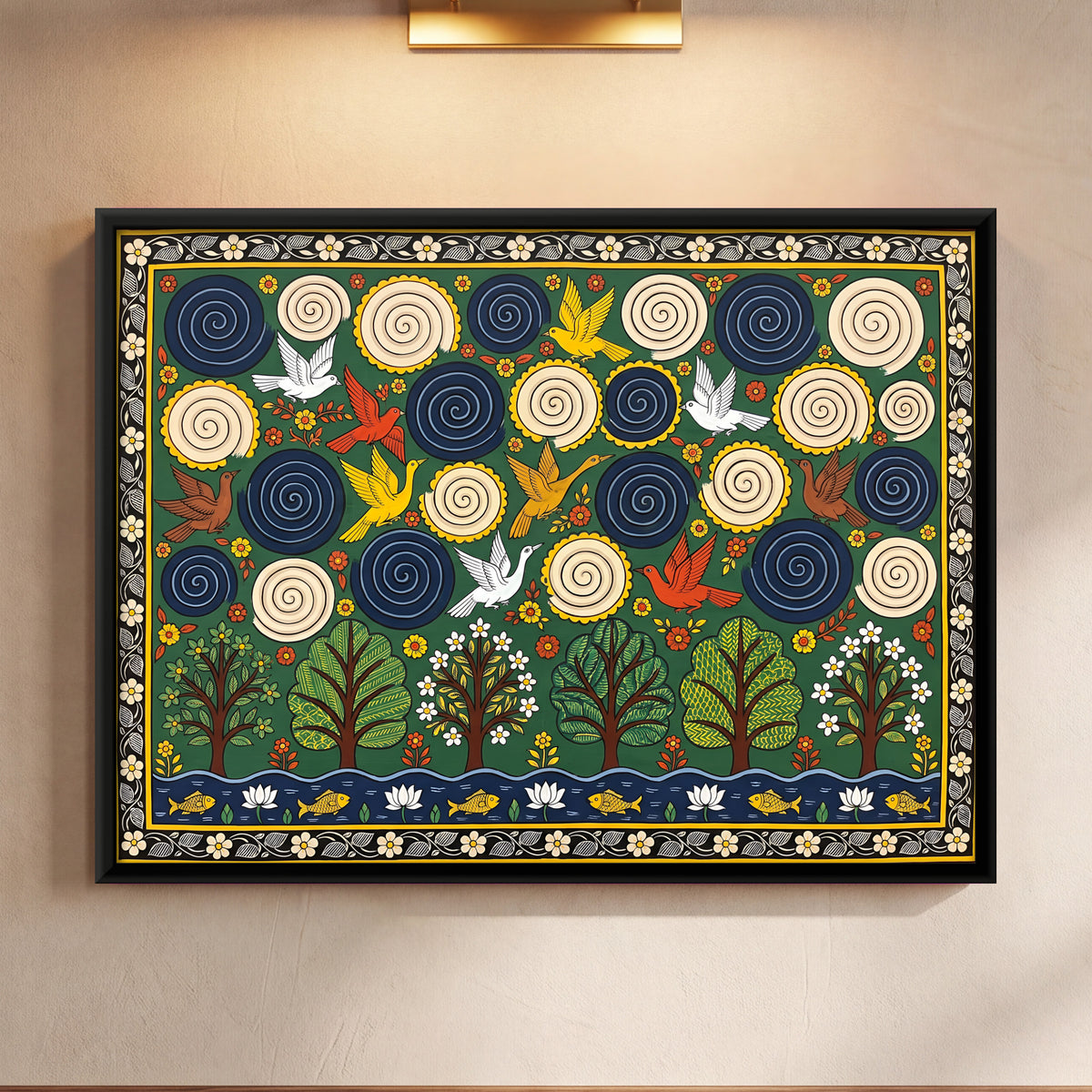 Monsoon Clouds with Birds - framed canvas art hung on a wall
