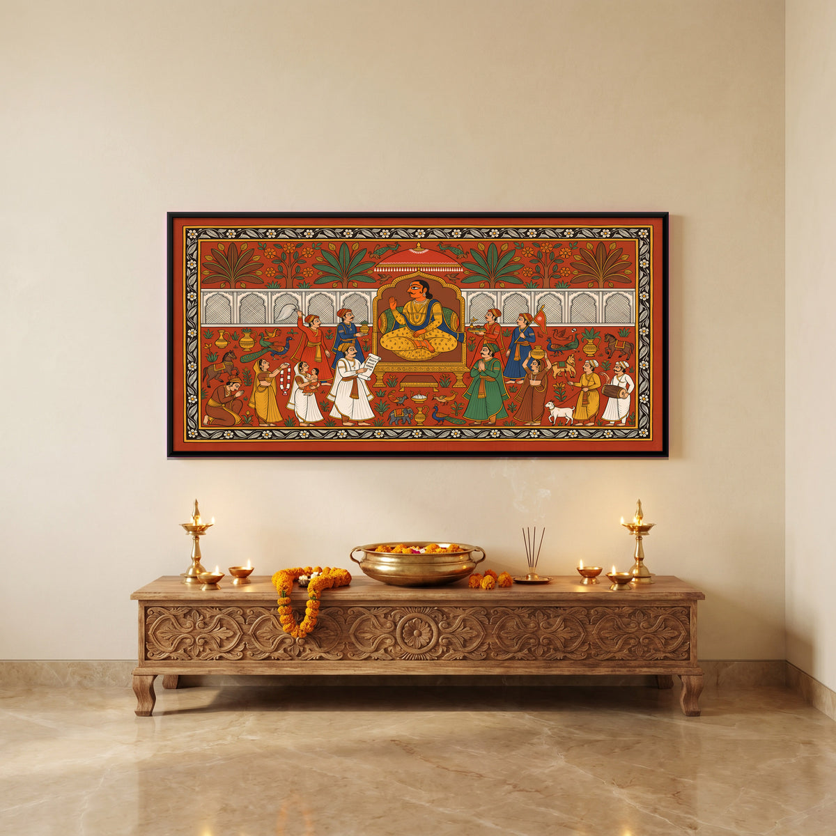 Raja Holding Court - canvas art shown in a second room setting