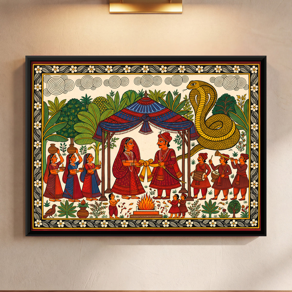 Gogaji's Wedding - framed canvas art hung on a wall