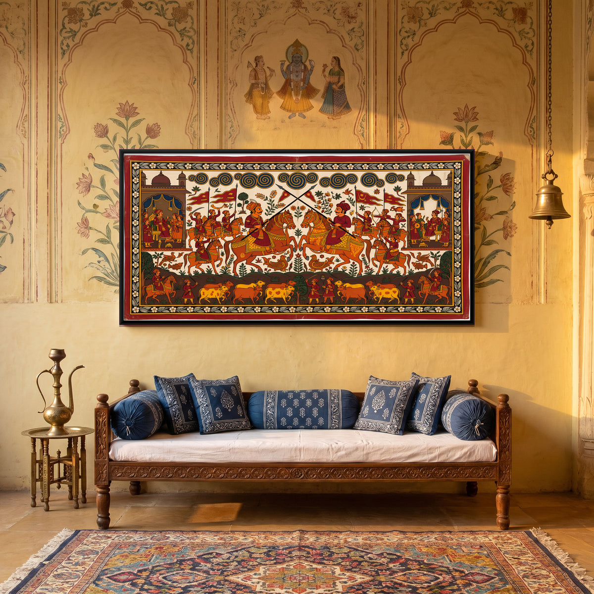 Battle Over the Cattle - canvas art shown in a styled room