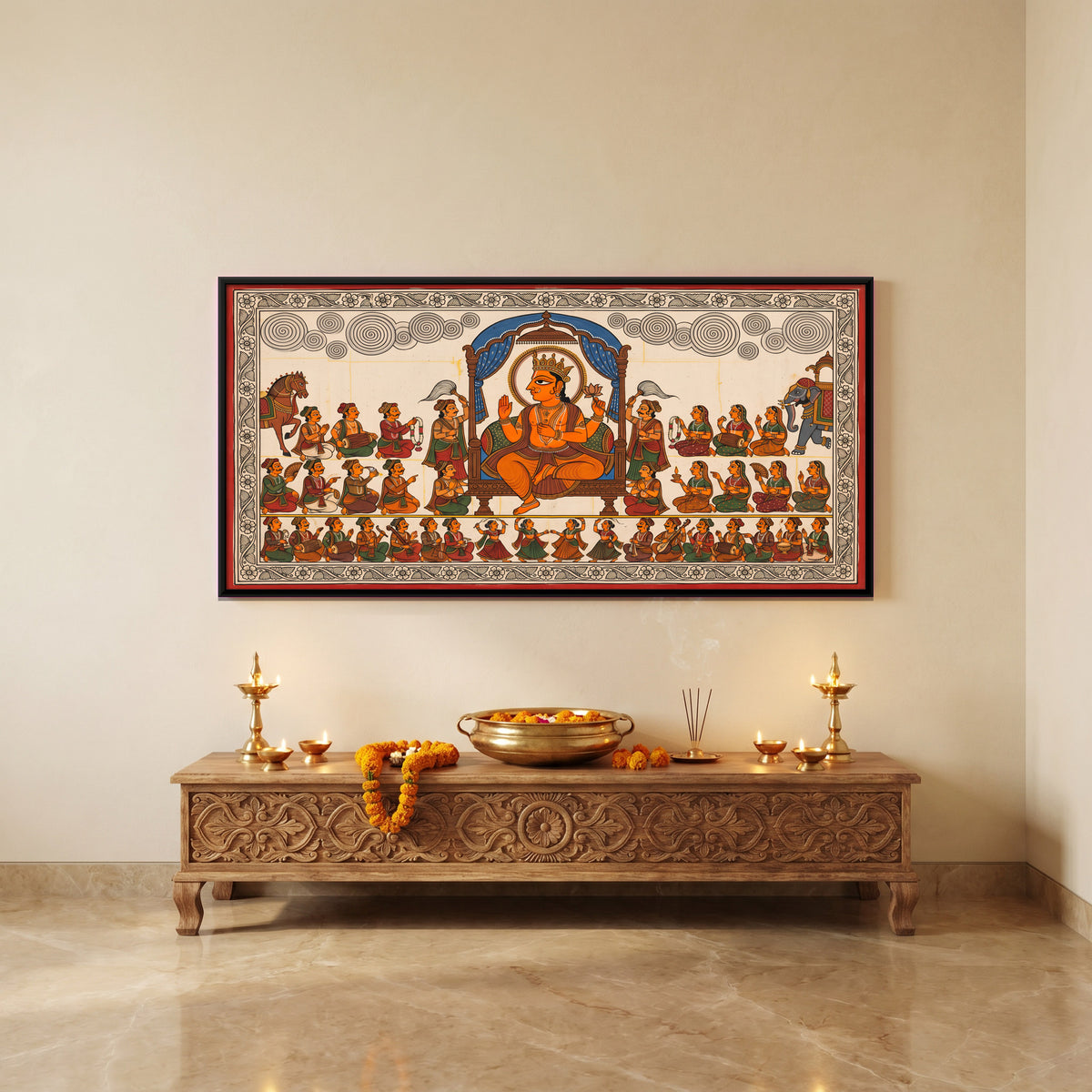 Devnarayan Darbar - canvas art shown in a second room setting