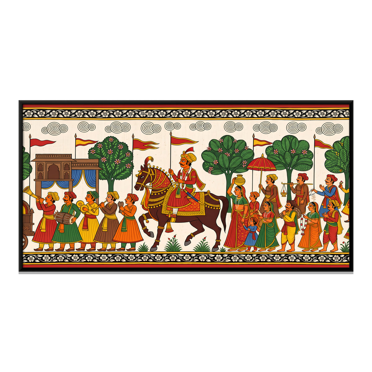 Wedding Procession - framed canvas print, front view