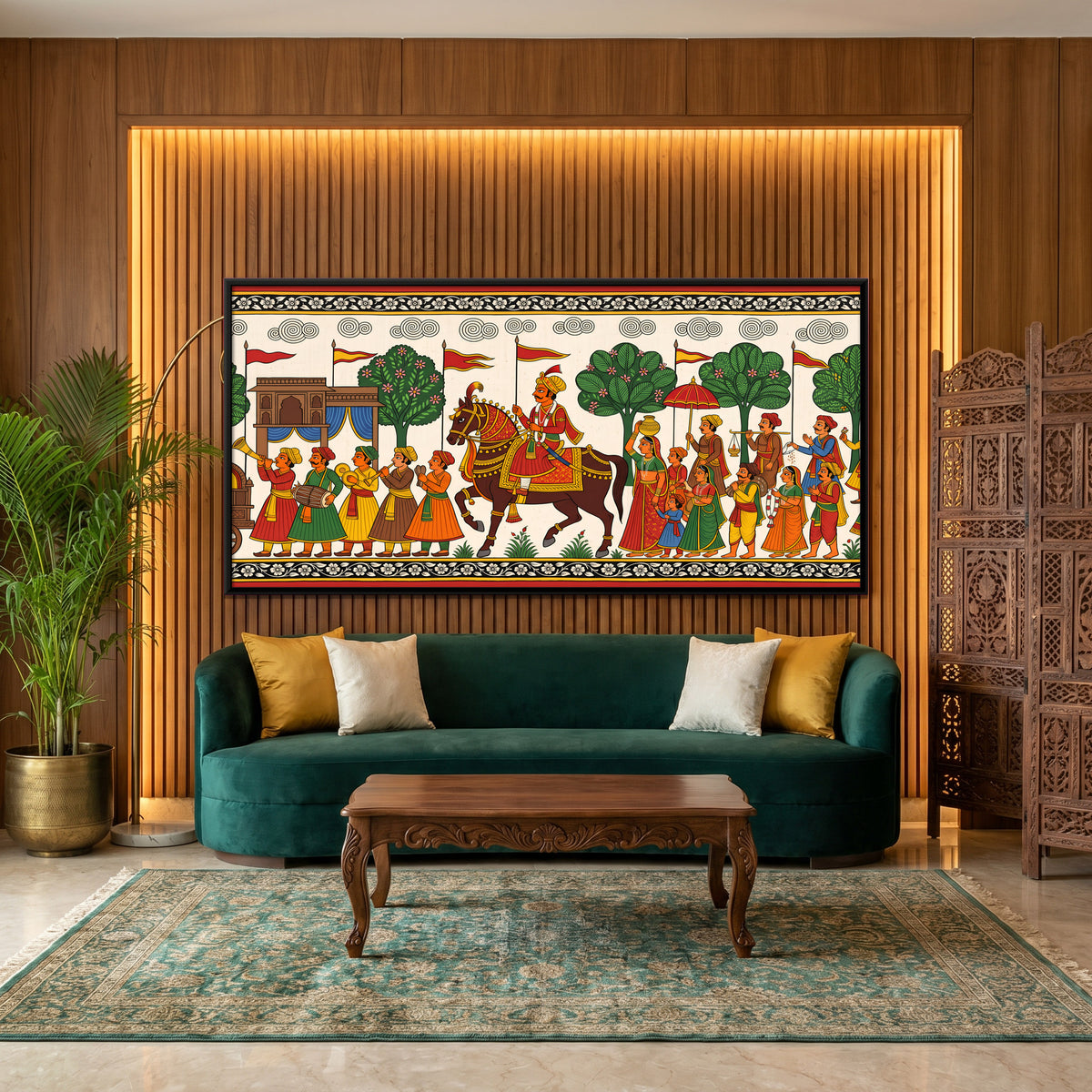 Wedding Procession - canvas art shown in a styled room