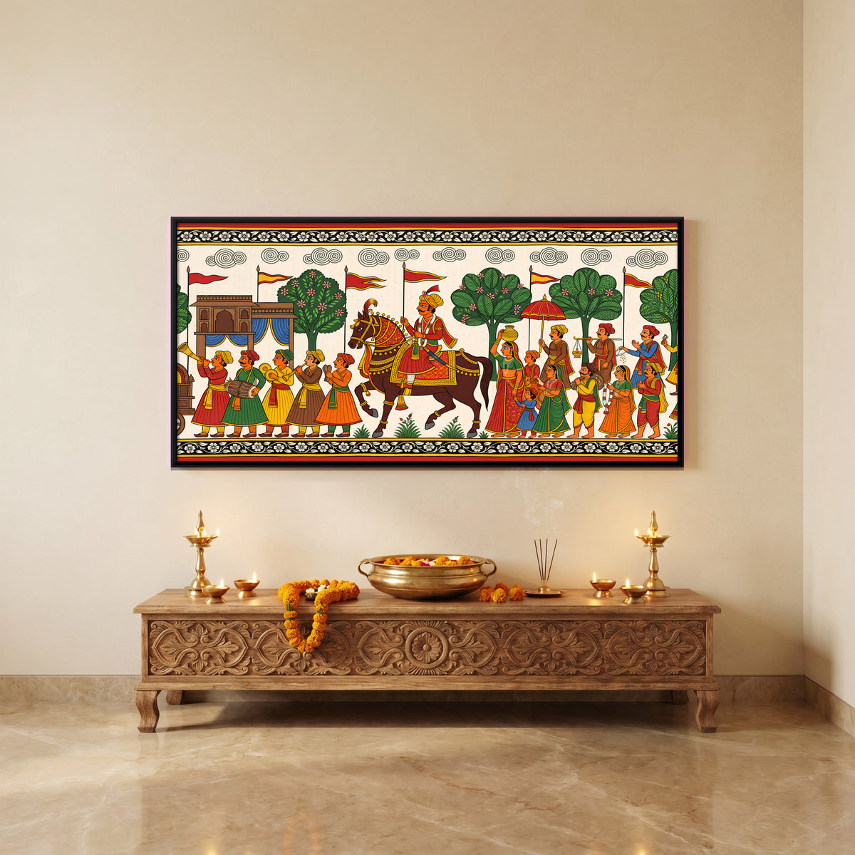 Wedding Procession - canvas art shown in a second room setting