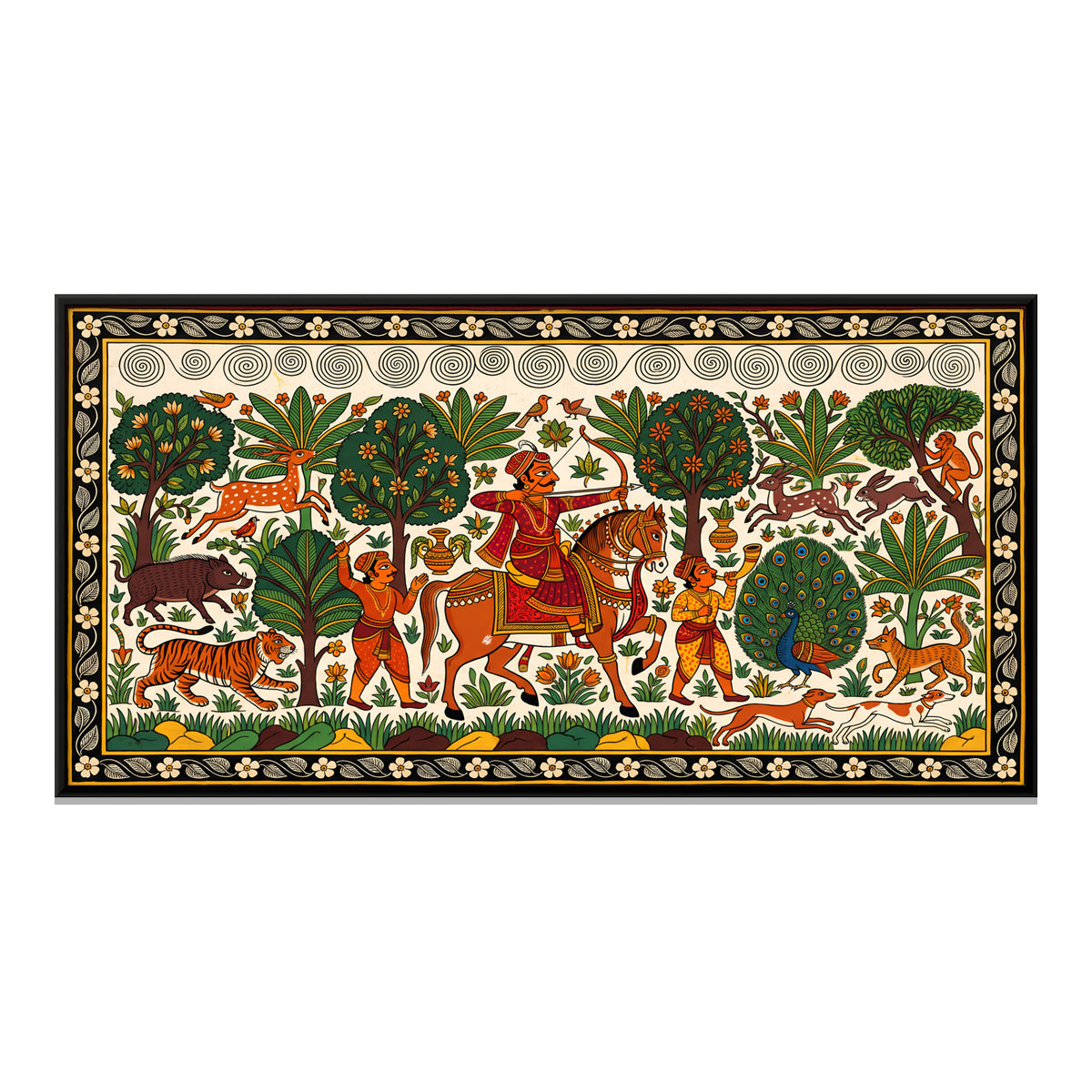 Hunt in the Forest - framed canvas print, front view