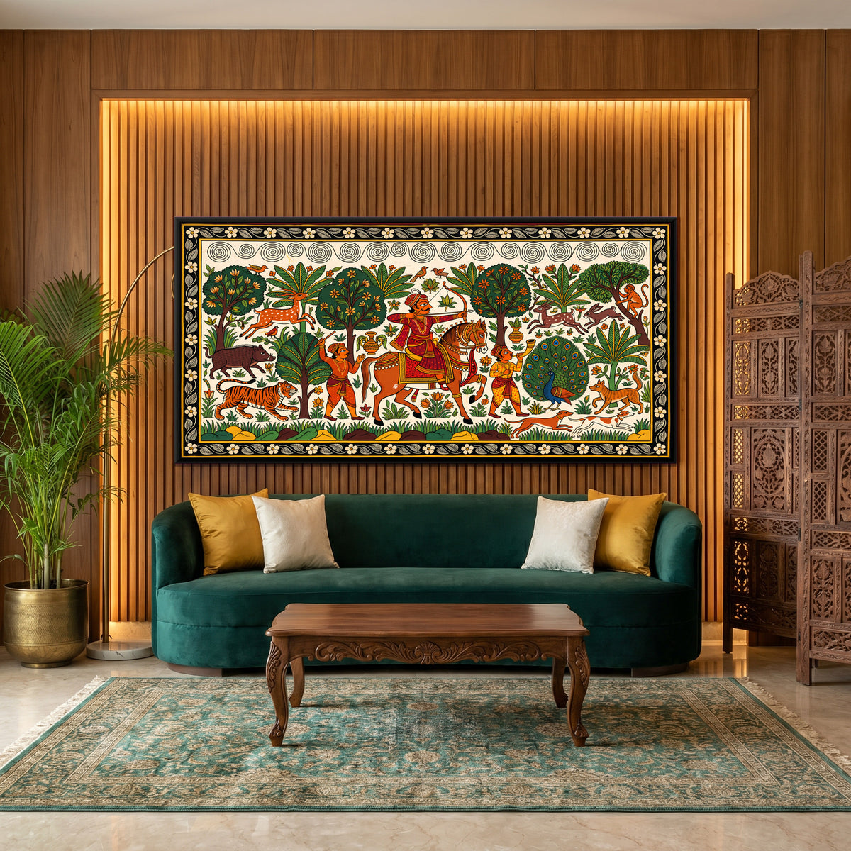 Hunt in the Forest - canvas art shown in a second room setting
