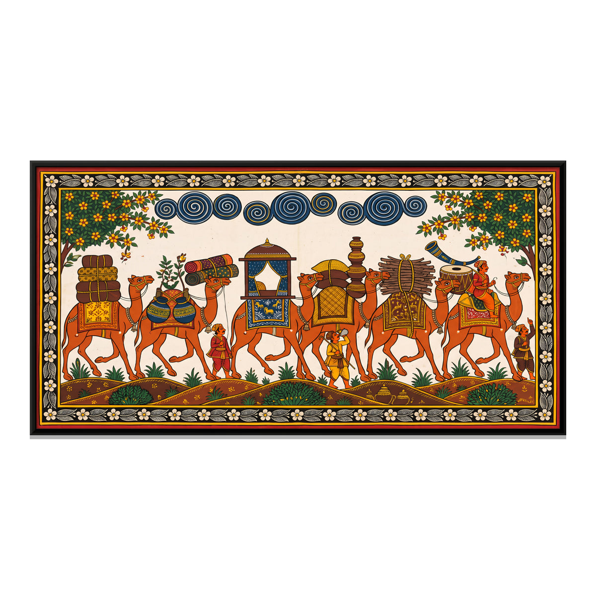 Camel Caravan - framed canvas print, front view
