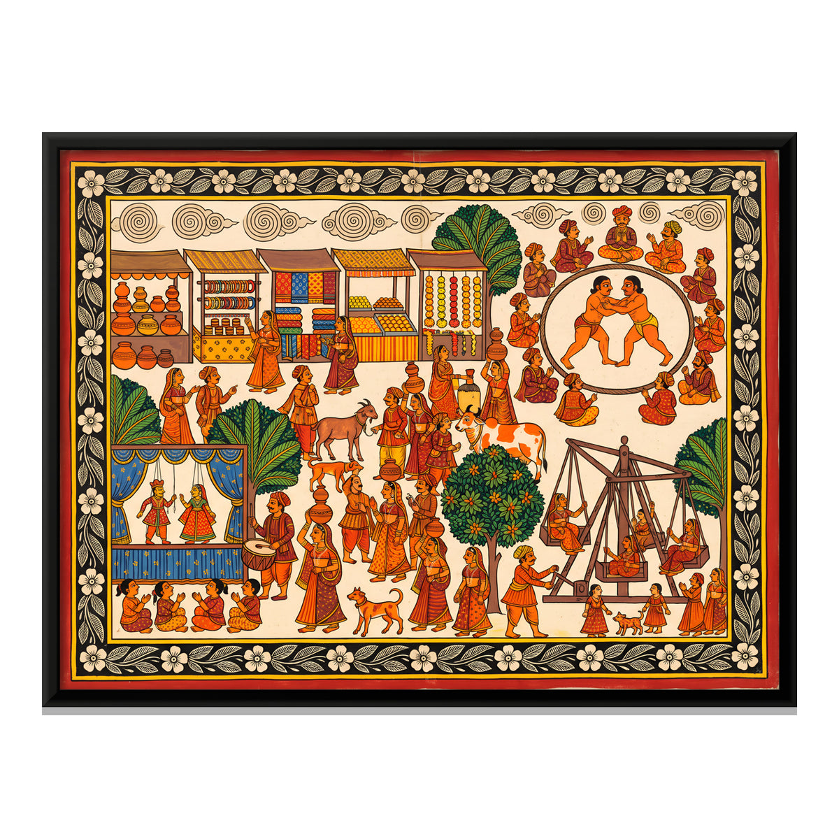 Village Fair - framed canvas print, front view