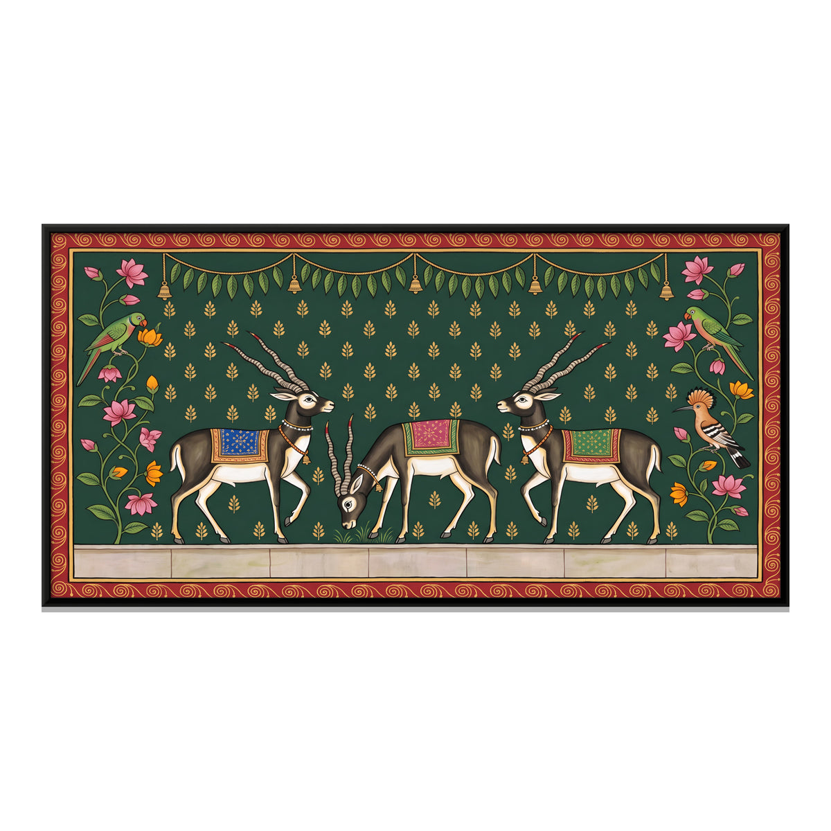 Three Blackbuck Antelope - framed canvas print, front view
