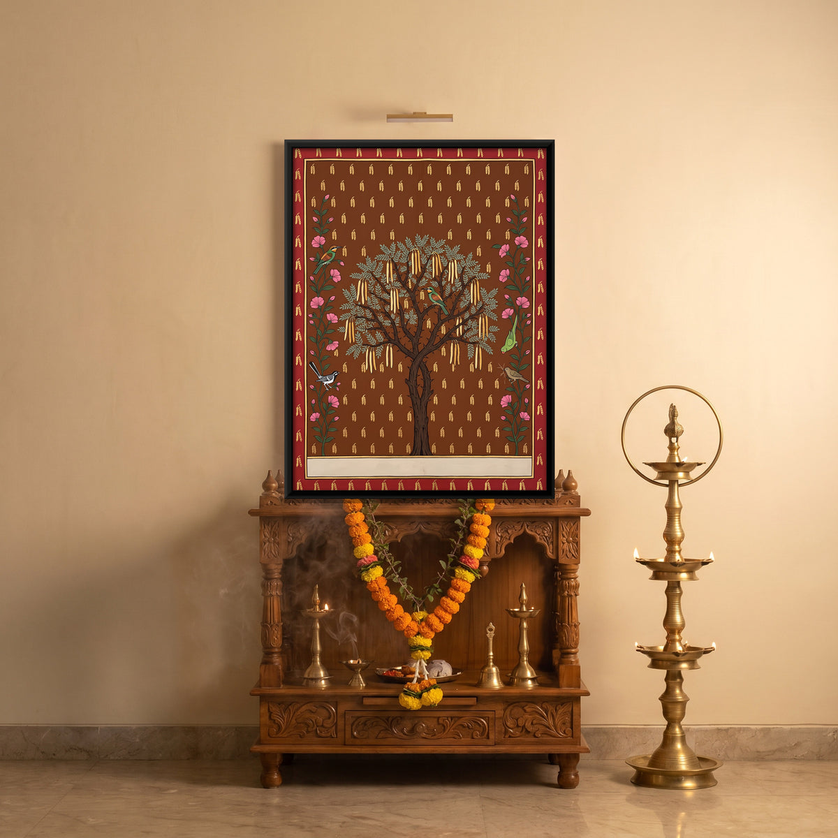 Shami Tree - canvas art shown in a styled room