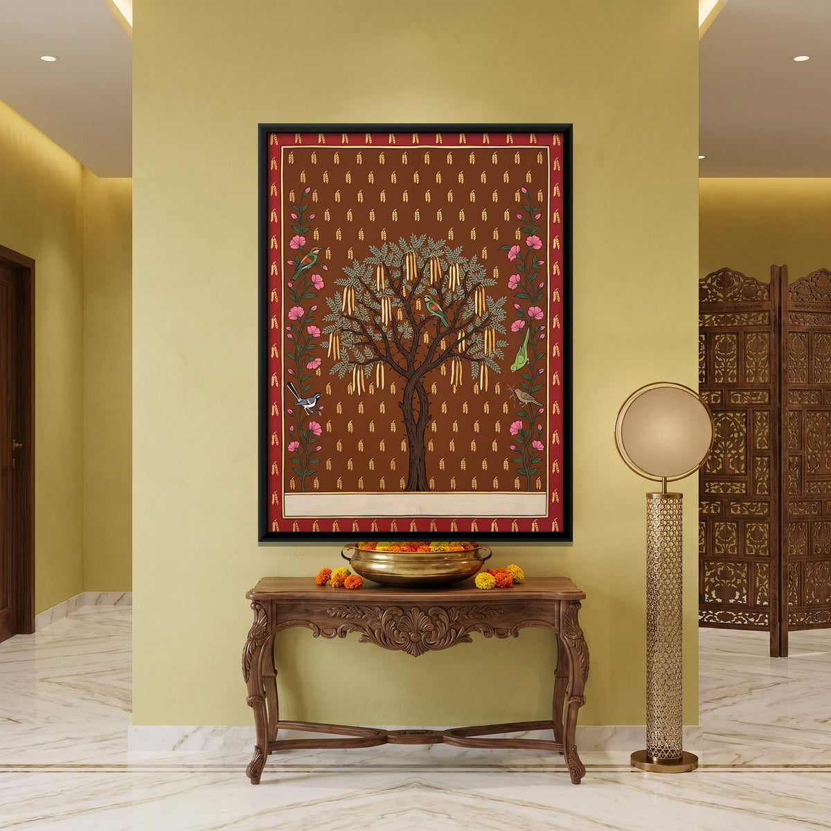 Shami Tree - canvas art shown in a second room setting