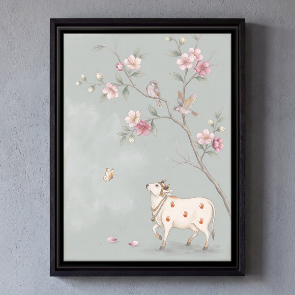 Gau Mata Beneath a Blossom Branch
