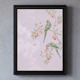 Parakeets on a Fruiting Branch in Pearl