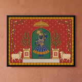 Shrinathji with Tulsi and Cows