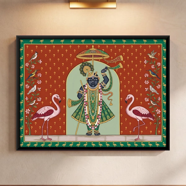 Shrinathji with Flamingos