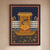Nauka Vihar - Shrinathji's Boat Among Oil Lamps | Pichwai