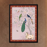 Flowering Tree with Peacock, Birds, and Cow